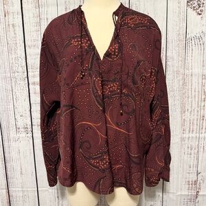 Abercrombie‎ & Fitch Maroon Paisley Blouse
